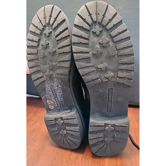 Tommy Hilfiger Womens 9M Dyan Lace Up Fold Ankle Boot Black Faux Leather - Picture 10 of 10